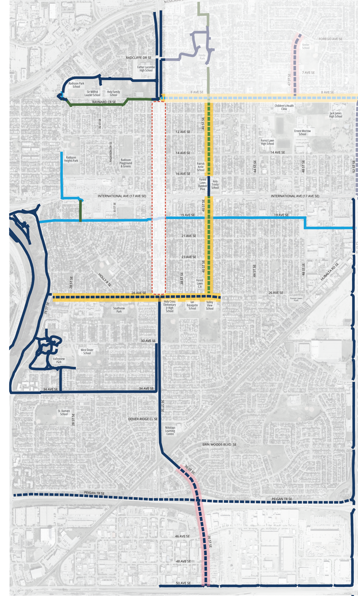 Map of south end of pathway network