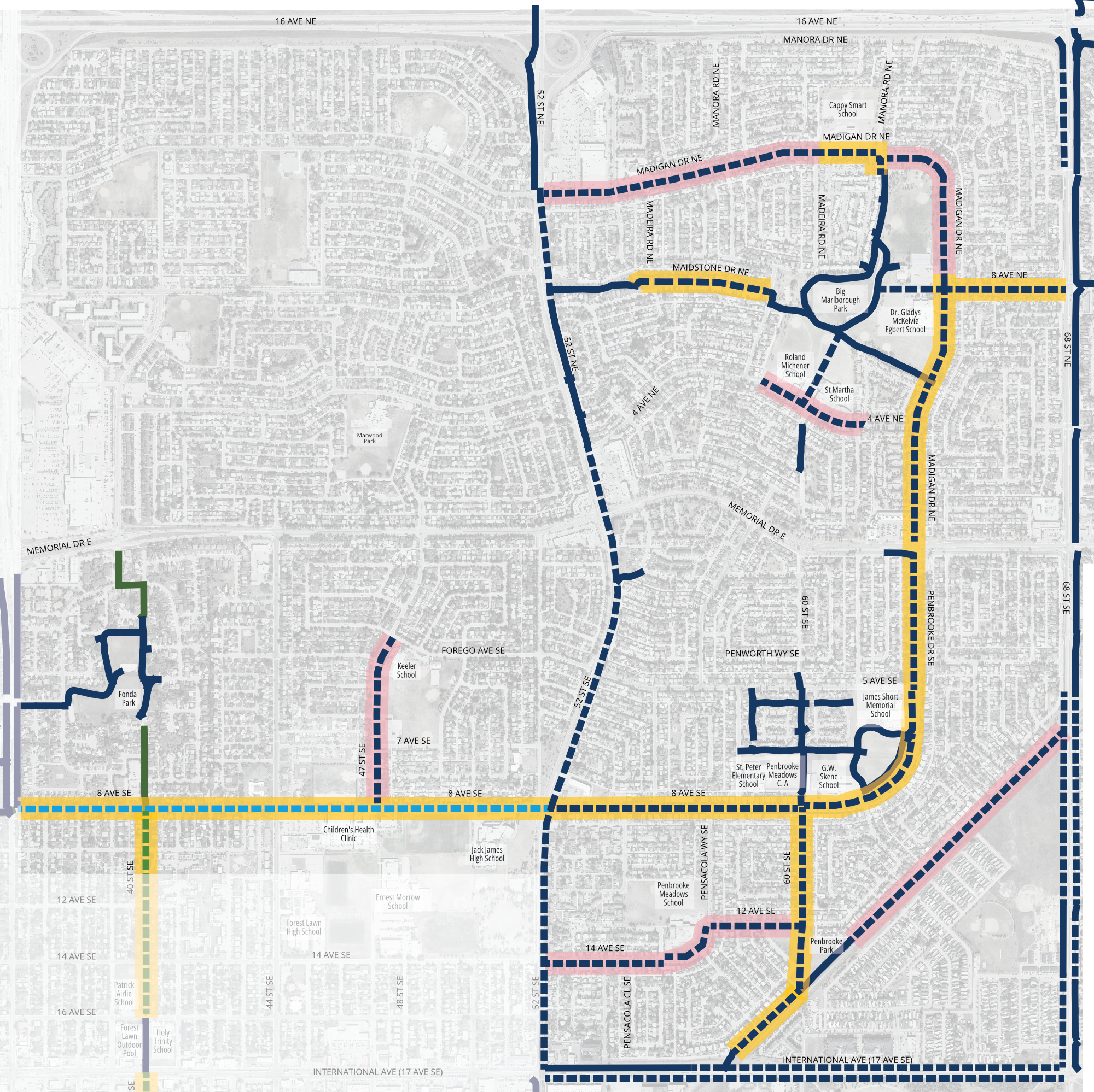 Map of north end of pathway network