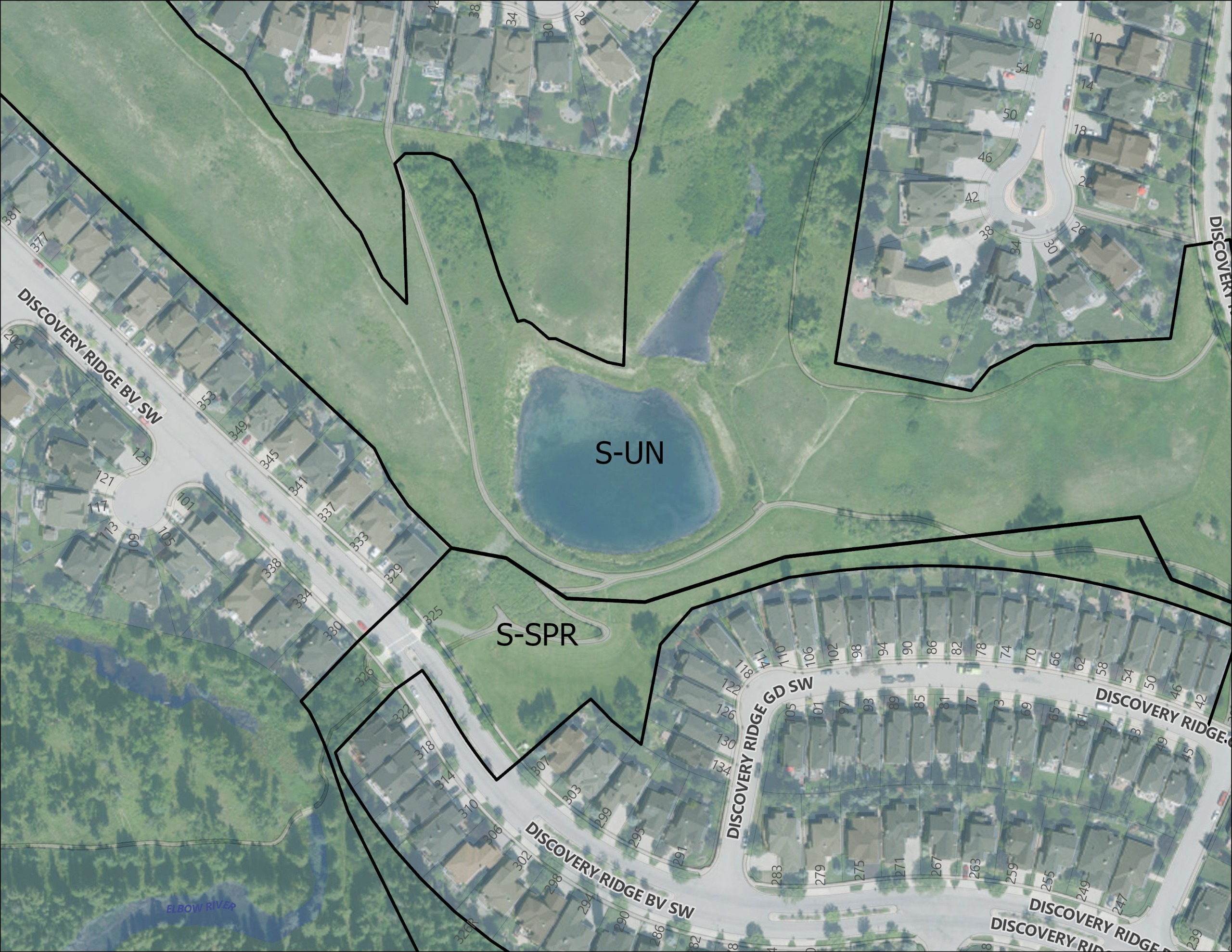 The figure below outlines the different elements of the current space, including the extents of the existing dam and flow of water through the space, from the start of the groundwater spring to the outlet of water into Griffith Woods Park and eventually the Elbow River.