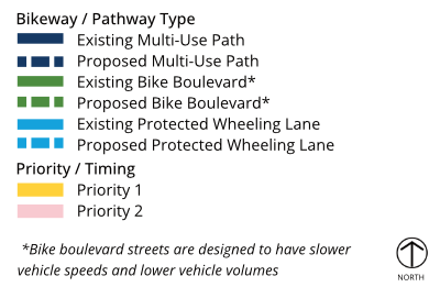 The map below shows the routes and option we selected using this legend: