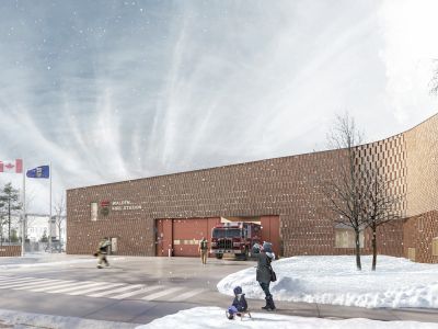 Rendering image of Fire Hall Signage from front 
